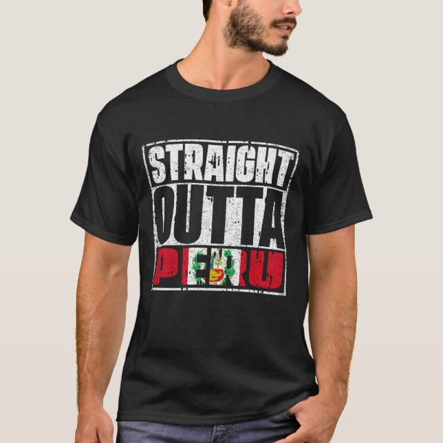Raka Outta Peru Flagga T Shirt (Framsida)