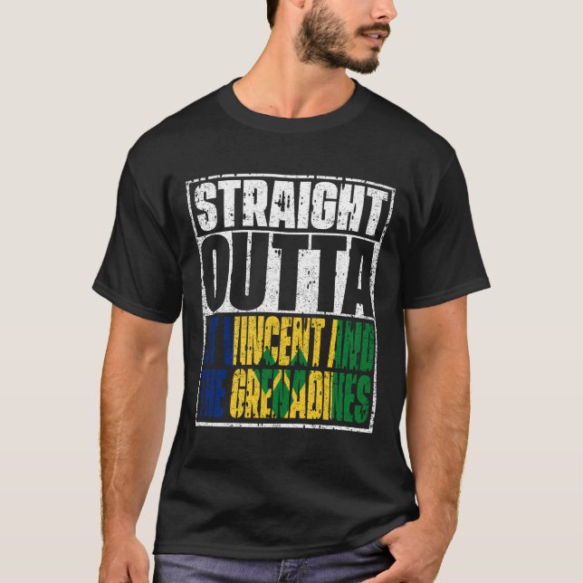 Raka Outta St Vincent och Grenadinerna-Flagga T Shirt (Framsida)