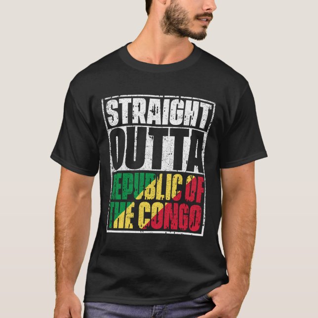 Raka republiken Kongo-Flagga T Shirt (Framsida)