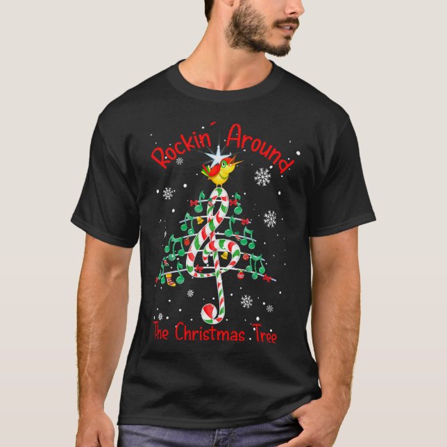 Raka runt musik i Julgran T Shirt (Framsida)