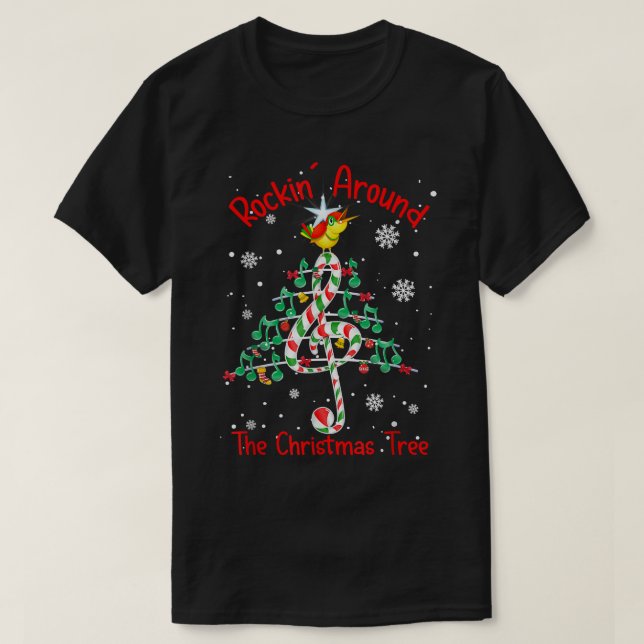 Raka runt musik i Julgran T Shirt (Design framsida)