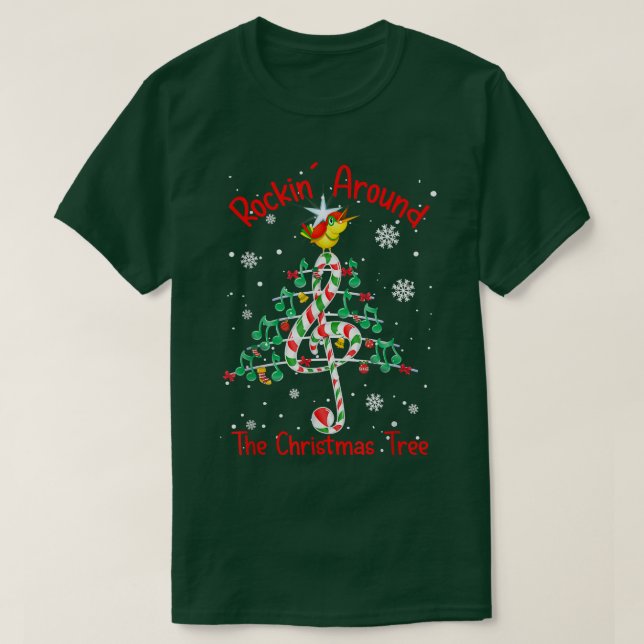 Raka runt musik i Julgran T Shirt (Design framsida)