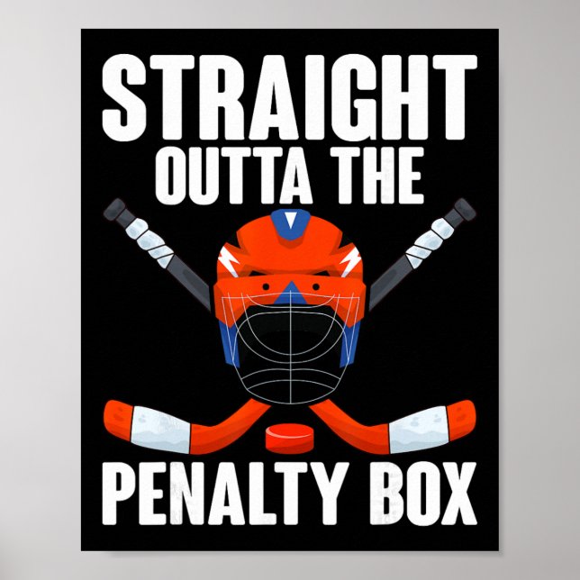 Raka ur Straffboxen Hockeyspelare Hocke Poster (Framsidan)
