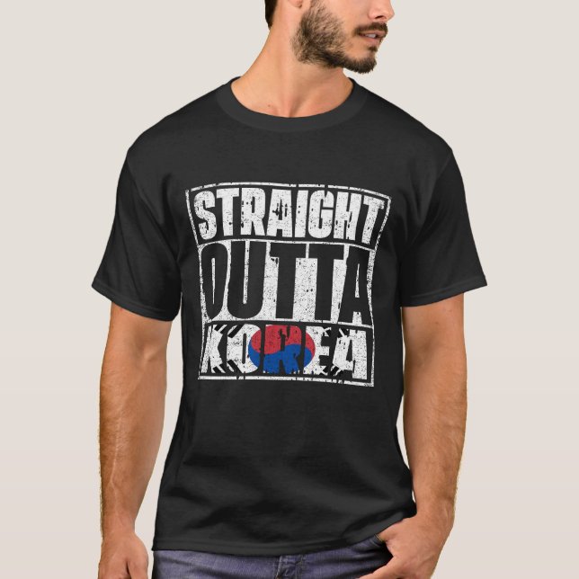 Raka utlandet Korea Flagga T Shirt (Framsida)