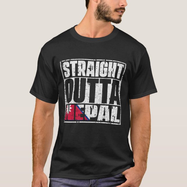 Raka utlandet Nepal-Flagga T Shirt (Framsida)