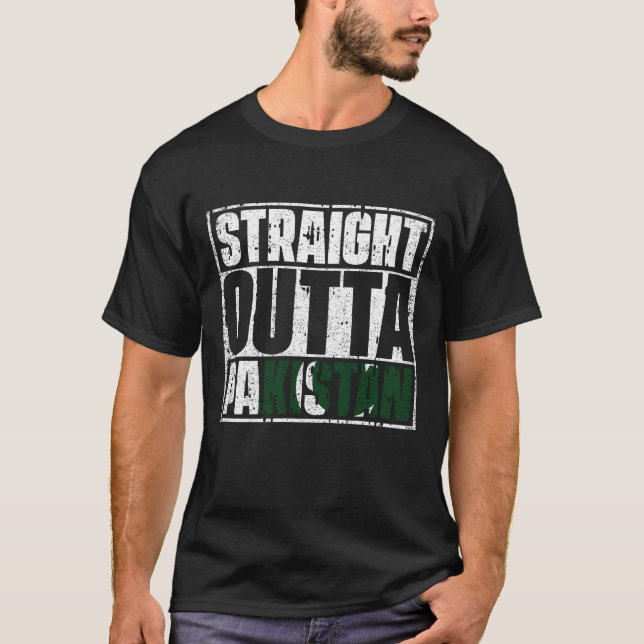 Raka utlandet Pakistan Flagga T Shirt (Framsida)