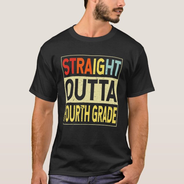Raka utträde fjärde Klass-Student fjärde graduatio T Shirt (Framsida)