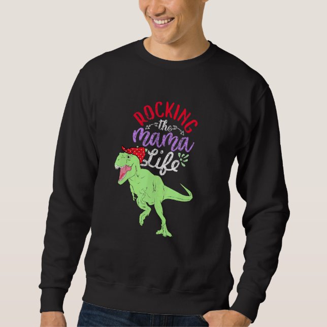 Rakande Mamman Life Mamasaurus T Rex Dinosaur 1 Lång Ärmad Tröja (Framsida)