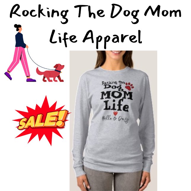 Rakar Mamma Life HUND Paw-utskriften Hund Hjärtat T Shirt (Rocking The Dog Mom Life Sweatshirt)