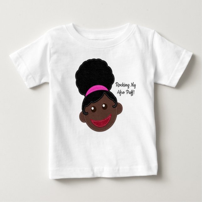 Rakar min Afro Puff! Natural Kids Hair T Shirt (Framsida)