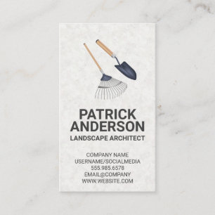 Rake and Garden Shovel Visitkort