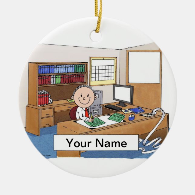 Räkenskapsförare - Manlig Julgransprydnad Keramik (Framsidan)