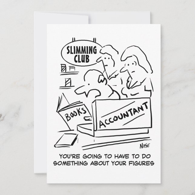 Räkenskapsföraren kontrollerar Bokar på en Slimmin Julkort (Framsida)