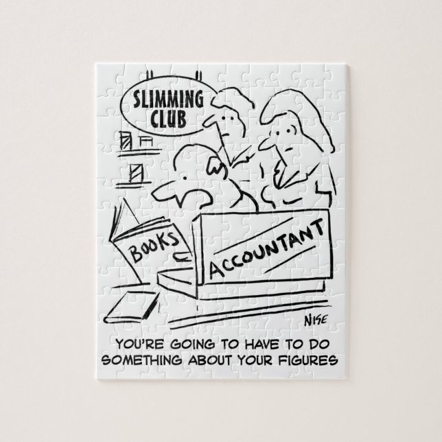 Räkenskapsföraren kontrollerar Bokar på en Slimmin Pussel (Vertikal)