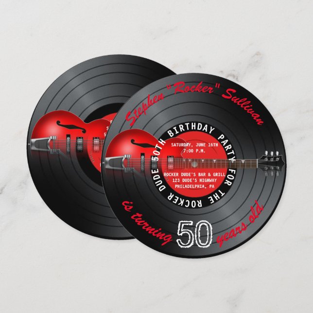 Raker, Guitar Record 50:e Födelsedagsfesten Inbjudningar (Fram/baksida)