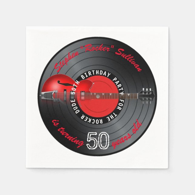 Raker, Guitar Record 50:e Födelsedagsfesten Pappersservett (Framsidan)