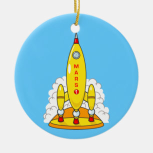 Raket fördärvar julgransprydnad keramik