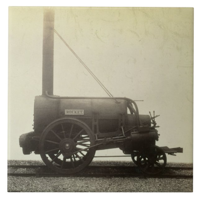 "Raket" som är designat vid George Stephenson Kakelplatta (Framsidan)