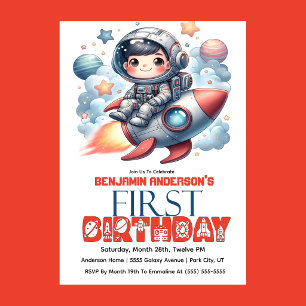 Rakete Astronaut Pojkens 1-årsdag Inbjudningar