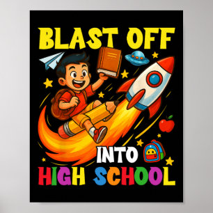 Raketen Blastr Off Till Gymnasiet Rolig Tillbaka T Poster