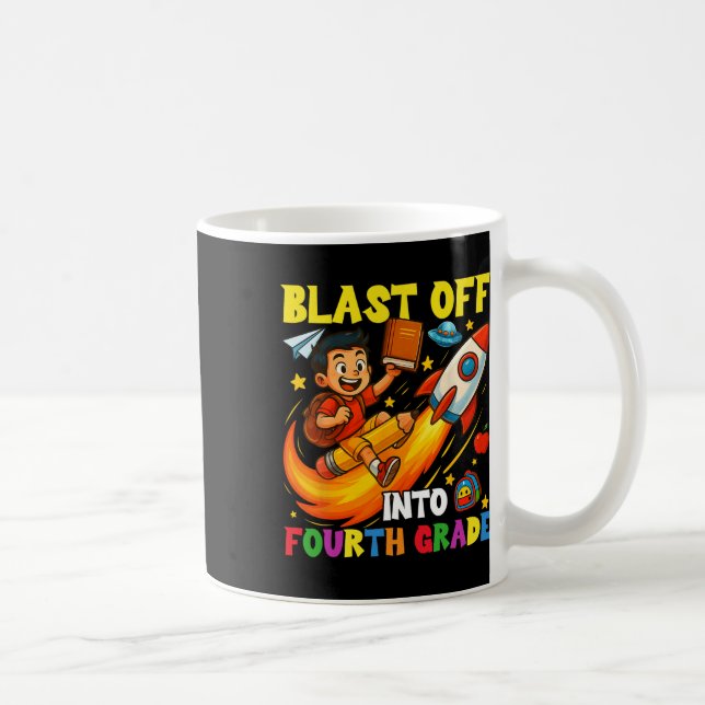 Raketen Blastrar iväg till Fjärde Klass Rolig Till Kaffemugg (Höger)