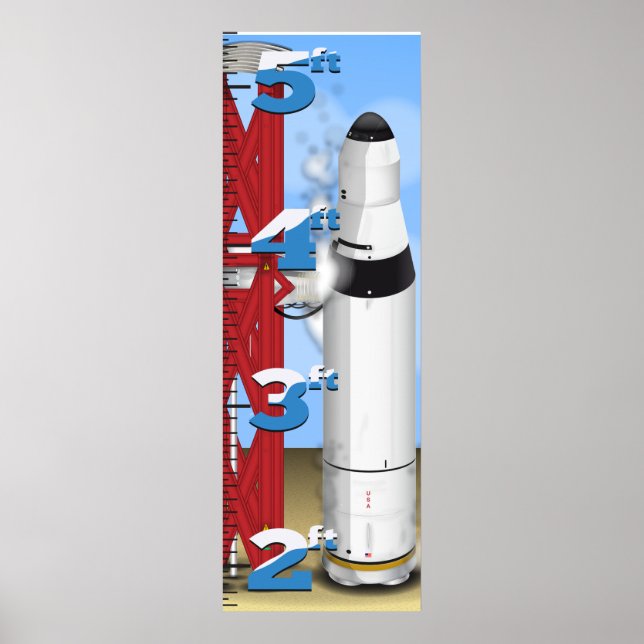 Raketen Nedräkning Start Tillväxt Diagram Poster (Framsidan)