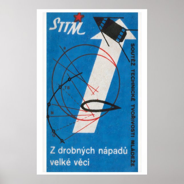 Raketen Tjeckoslovakien 1960-70-tals Matchbox-etik Poster (Framsidan)