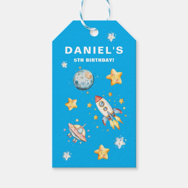 Raketets Frakt Space-Thned Anpassningsbar-Födelsed Presentetikett (Framsidan)