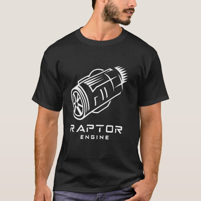 Raketforskare Starship Raptor Motor För Rymden T Shirt (Framsida)