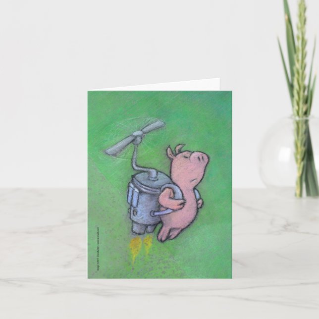 Rakethälsningskort gris kort (Framsida)