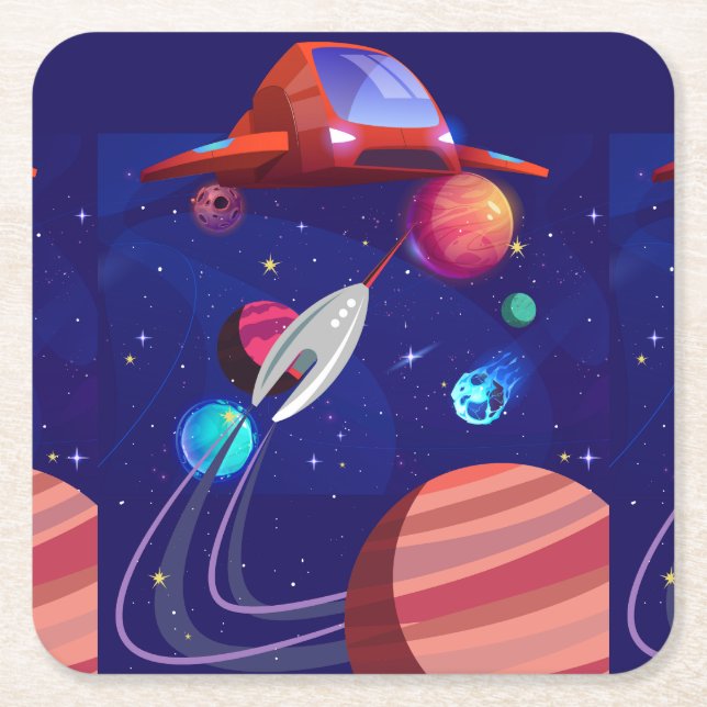 raketraketer underlägg papper kvadrat (Framsidan)