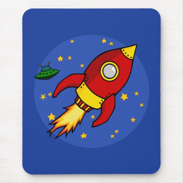 Raketröd gult Mousepad Musmatta (Framsidan)