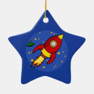 Raketröd gult Ornament