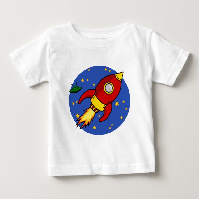 Raketröd gult Spädbarn T-Shirt (Framsida)