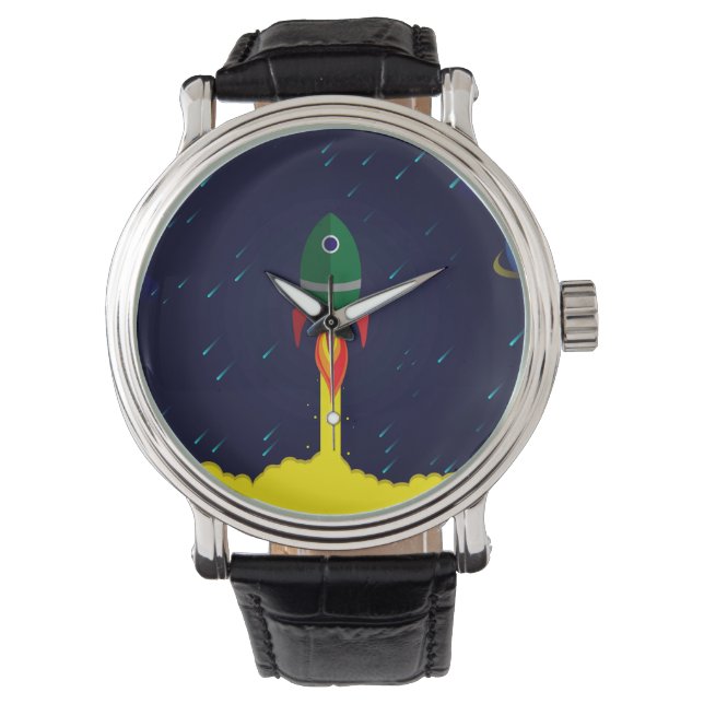 Raketrymdskepp astrologi astronaut armbandsur (Framsida)