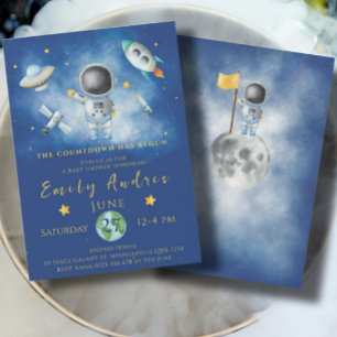 Raketstjärnan Party för Space Baby Shower Astronau Inbjudningar