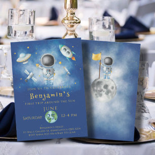 Raketstjärnor för Astronaut Boy Party I Inbjudningar