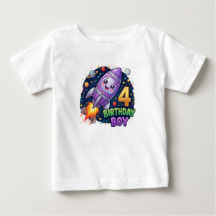 Rakettskjorta för pojke, 4-års födelsedag t shirt