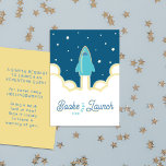 Rakettuppskjutningsböcker för Baby Teal Tilläggskort<br><div class="desc">Vi presenterar vårt charmiga Rocket Launch Books för Baby Teal Enclosure Card,  ett perfekt tillägg till din Moon,  Stars,  och Rockets Teal Baby Shower Invitation. Detta vackert designade kort har en ljus teal raket som flyger upp i en stjärnig mörk teal himmel,  som symboliserar glädjen av utforskning och upptäckt.</div>