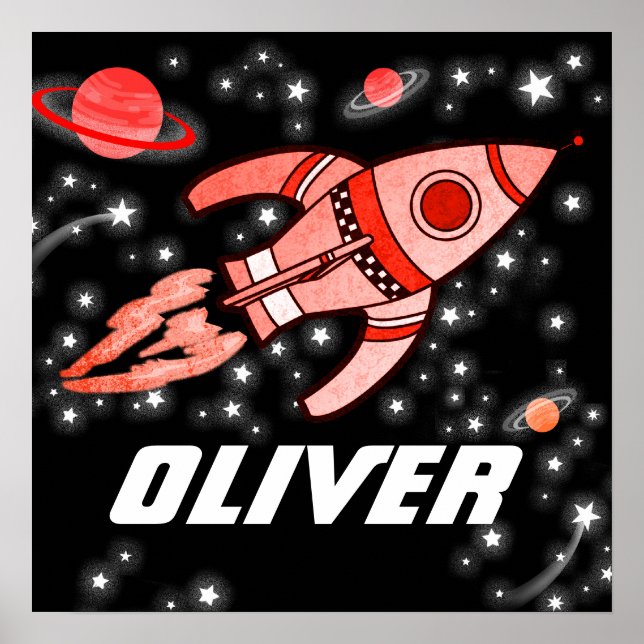 Raketutrymmespojkar med svart röd poster (Framsidan)