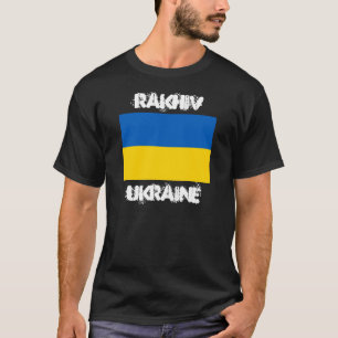 Rakhiv, Ukraina med ukrainsk flagga Tee Shirt