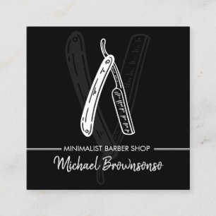 Rakhyvel Barber Minimalist Enkel Svart Fyrkantigt Visitkort