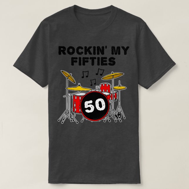 Rakin min femtioårsjubileum Drummer Drum Kit 50 fö T Shirt (Design framsida)