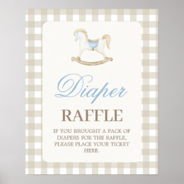 Raking Horse babydusch Diaper Raffle-skylt Poster