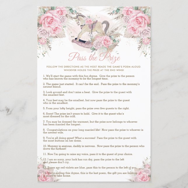 Raking Horse Rosa Pampas Baby Passera prismatchen (Framsida)