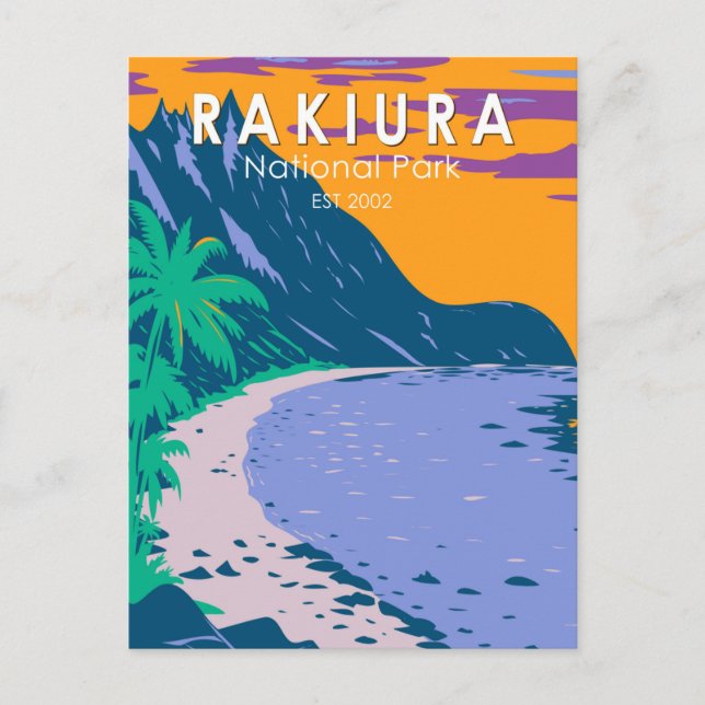 Rakiura National Park New Zealand Vintage Vykort (Framsida)