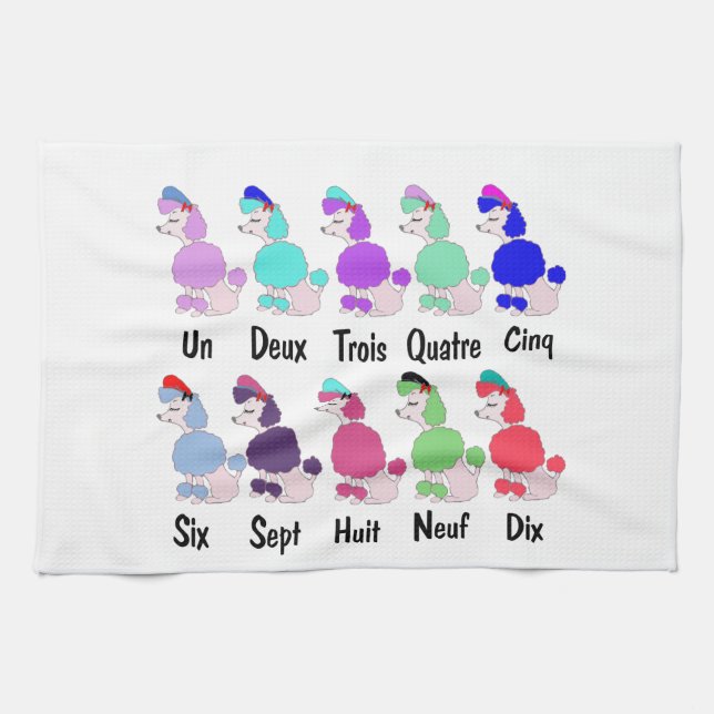 Räkna den franska pudeln kökshandduk (Horisontell)