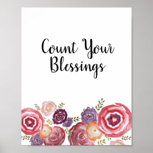 Räkna din Blessings-Wildblomma Poster
