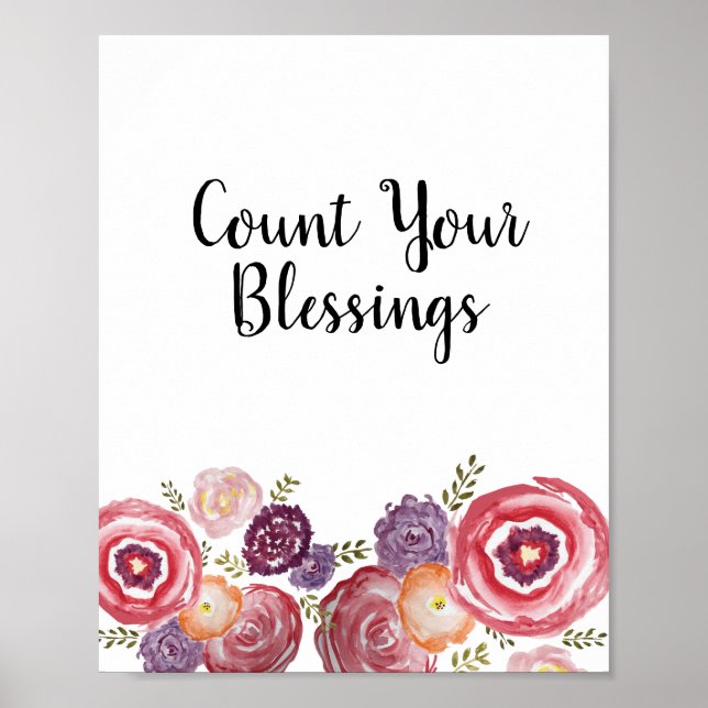 Räkna din Blessings-Wildblomma Poster (Framsidan)