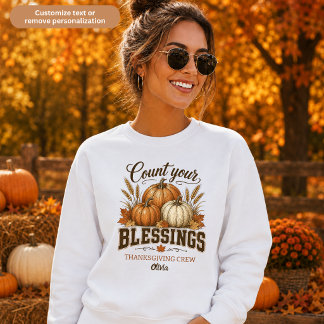 Räkna Dina Välgångar Thanksgiving Crew Kvinnor T Shirt